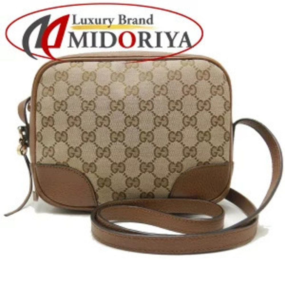 GUCCI Shoulder Bag GG Canvas Leather Beige Brown
